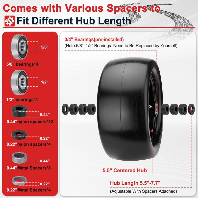13x6.50-6 Lawn Mower Tires Flat Free,13x6.5-6 Tire and Wheel for