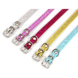 Aosora Cat Collar 5 Pack Leather Cat Collar for Boy Cats, Girl Cats with Pet Collars Adjustable(Rosered Pink Gold Silver Blue)