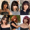 Lanseek Short Bob Wig with Bangs 12 Inch Short Synthetic