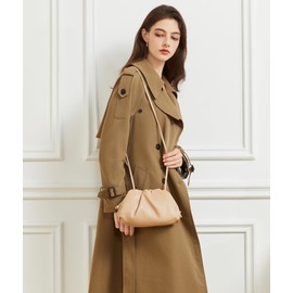 Huralona Dressy Pleated Vegan Leather Clutch Purse Super Soft Cloud Dumpling Clutch Bag for Women PU Evening Purse Handbag (Beige, M)