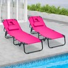 Tangkula Beach Lounge Chair, Folding Sunbathing Recliner with Face Hole,