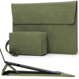 HYZUO 15-16 Inch Laptop Sleeve Bag with Adjustable Stand Feature for MacBook Pro 16 M4/M3/M2/M1 2026-2019, XPS 15, MacBook Pro 15 2015-2012, Case with Pouch, Olive Green
