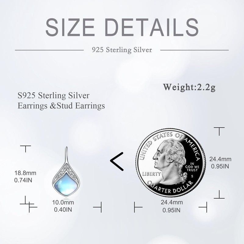 VONALA Filigree Moonstone Leverback Earrings 925 Sterling Silver Moonstone Earrings