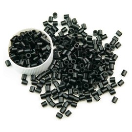 Amesun Silicone Micro Rings 4mm Silicone Lined Copper Silicone Beads Lined For I Tip Stick Hair Extensions Micro Beads Silicone Line Silicone Copper Ring (500Pcs, 1 Black)