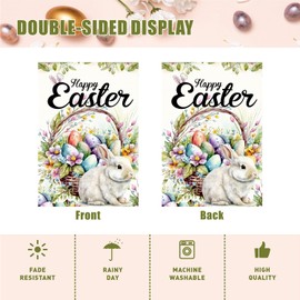 Easter Egg Bunny Garden Flag Easter Garden Flags 12x18 Double Sided The Flower Yard Is Decorated With Outdoor Flags Easter Yard Flag Easter Garden Flags for Outside
