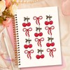 JXREQ Coquette Leopard Bow Cherry Notebook, Preppy Girly Cherry Journal,