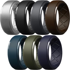 Egnaro Men's Silicone Rings 10mm Wide 2.5mm Thick Rubber Wedding Bands, Multipack 1/4/7 Breathable Comfort Fit For Workout