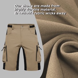 Ally Mens Mountain Bike Shorts 4D Padded Baggy Quick Dry Lightweight Bicycle Cycling Biking Bike Shorts(Khaki M)