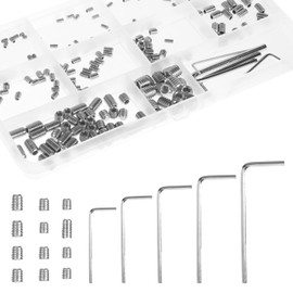 Hex Allen Head Socket Set Screws Assortment Kit Set Screw Micro Screws Set M3/M4/M5/M6/M8 Stainless Internal Hex Drive Cup Point Screws with 5 Hex Wrenches for Home Industrial Use 240Pcs