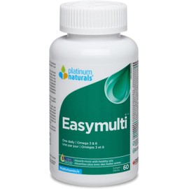 Platinum Naturals Easymulti Adult Multivitamin with Omega 3 & 6, Iron - 60 Softgels, Comprehensive Daily Vitamin Support for Men & Women, Includes Vitamin B1, B2, B6, B12, D3, and Essential Minerals