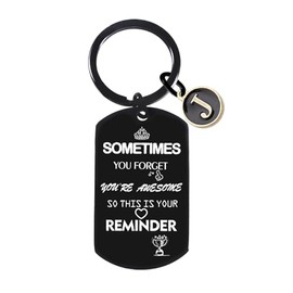 Inspirational Gift For Women Friends Keychain With Initial Letter Graduation Gifts Christmas Birthday Gift For Daughter Sister Niece (J)