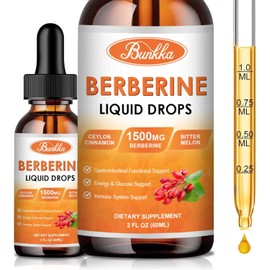 Bunkka (2 Pack) Berberine Supplement, Berberine Liquid Drops with Ceylon Cinnamon, Bitter Melon, Sugar-Free & Vegan Supplement Supports Immune System & Gastrointestinal Care - 4 FL Oz