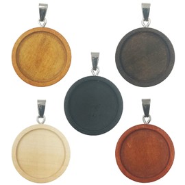 DUGYIRS Pack of 50 Wooden Pendant Trays Round Pendant Cabochon Bases Craft Bezels for DIY Jewellery Gift Making Cabochon Findings Fit 25 mm Glass Dome Tiles