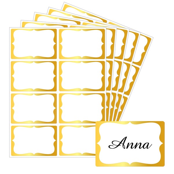 Starboling Name Tag Sticker,200 Pcs 3"x2" Gold Name Stickers Colorful