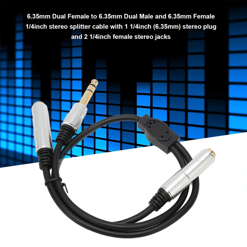 6.35mm to Dual 6.35mm Y Splitter Cable Professional 1/4 Inch