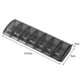 Eupneicu Tablettenbox 7 Tage, Pillendose Mit Verbessertem Offenem Design, Leicht Zu Öffnen, Tragbarer Pillenbox Für Medikamente, Vitamine, Fischöl, Nahrungsergänzungsmittel Usw [Schwarz]