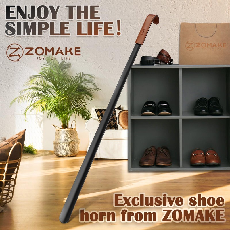 ZOMAKE Extra Long Shoe Horn for Seniors Men,Metal Shoehorn Long