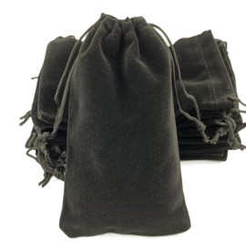 AEAOA Gift Bags, Pack of 25 Pieces 6" X 4" Velvet Drawstring Jewelry Pouches, for Candy, Pins, Jewelry, Treats, Birthday Party Favors (Black)