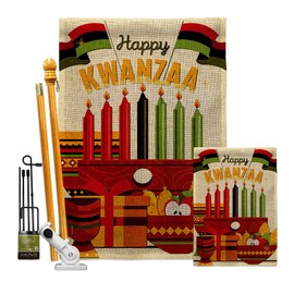 Ornament Collection Gather Kwanzaa Burlap Garden House Flag Kit Black History Kinara Candles Celebrates African Americans Heritage Decoration Banner Small Yard Gift Double-Sided, Made in USA