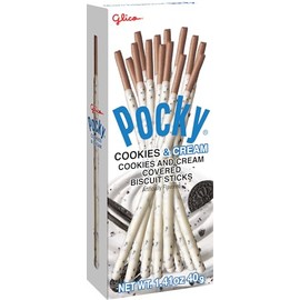 Glico Pocky Cookies And Cream Covered Biscuit Sticks, Artificially Flavored, 1.41 Ounces (Pack Of 20)