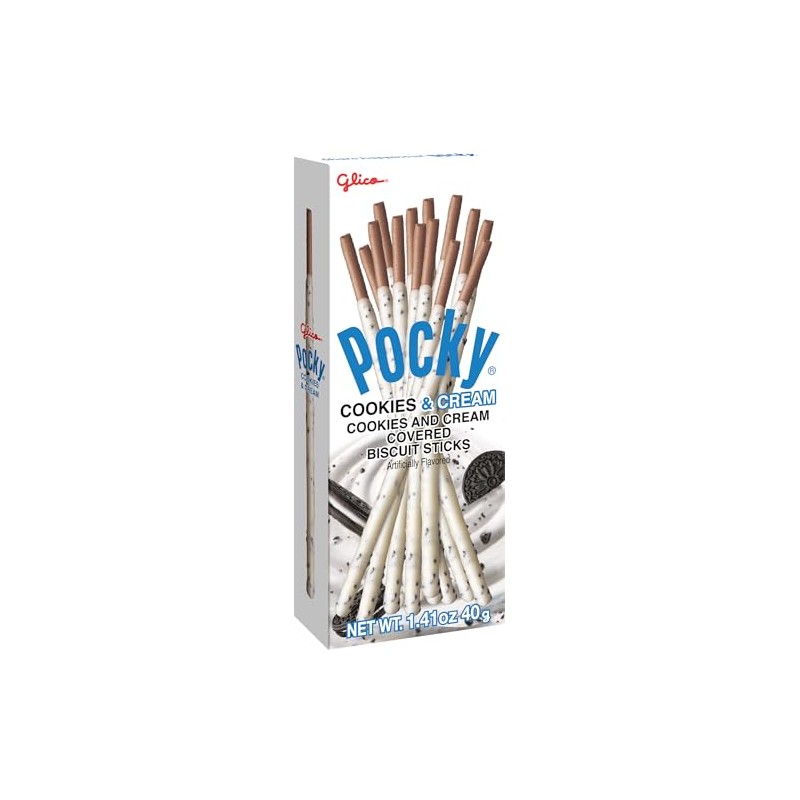 Glico Pocky Cookies And Cream Covered Biscuit Sticks, Artificially Flavored,