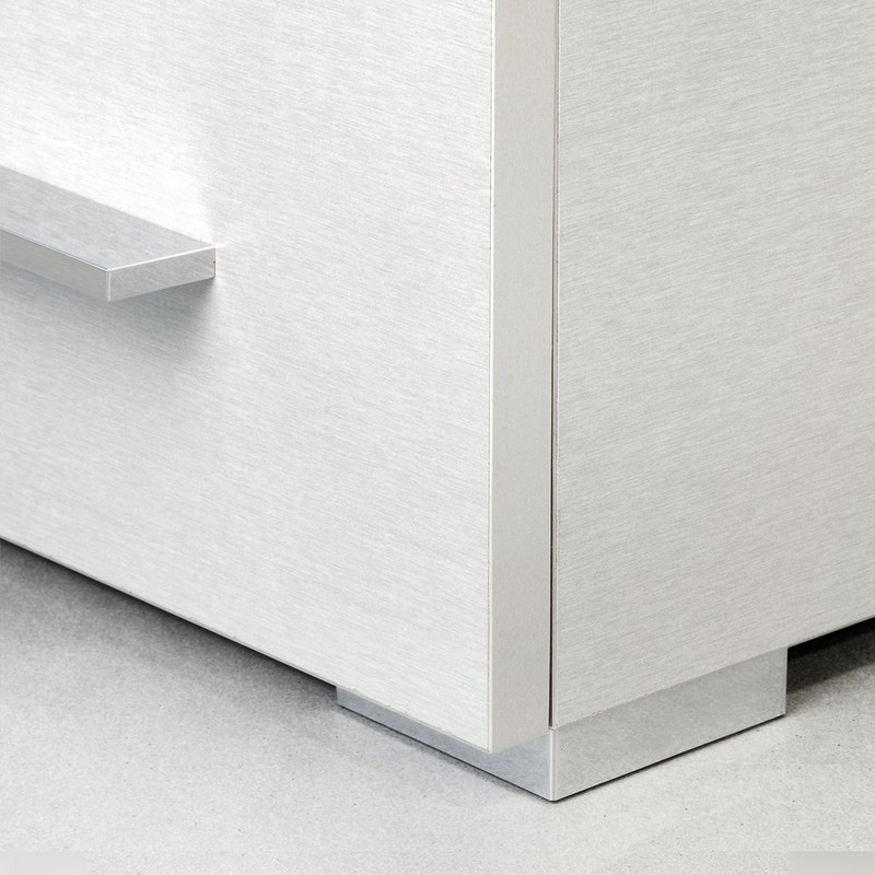 Emuca 2023025 feet, Furniture Silver Plastic, Set of 4 Legs