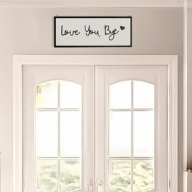Vaabee Love You Bye Sign Above Door - Rustic Boho Farmhouse Wall Decor for Living Room Bedroom Entryway - Wooden Home decorations Accents with Modern Design Black 13.5 * 5.2 inchs