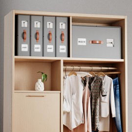 EE-RoomWorld 4 Pack Bed Sheet Storage Organizers- Premium Fabric Closet Organizer with Clear View Window, Space-Saving Foldable Design for Queen/King Size Bedsheets, Blankets & Duvet Covers