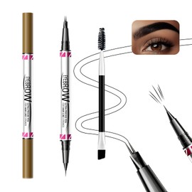 Boobeen Microblading Eyebrow Pen Set, 2-in-1 Dual-Ended Liquid Eye Brow Pen, 2 Micro-Fork Tip and Precision Brow Brush，Waterproof, Creating Natural Hair-Like Eyebrows