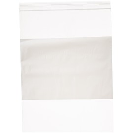 Aviditi 9" x 12" Reclosable Zipper White Block Plastic Poly Bags, 2 Mil, Clear, for Sorting and Organizing with Large Write-On Area to Label, (Case of 1000)
