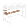 Metal Loft Bed Twin Size with Desk and Storage Shelve,