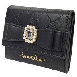 Cross Marberry R71 Ribbon Bijou Wallet, Mini Wallet, Box-Shaped Coin Purse, Trifold Wallet, Palm Size, Mass Production, Mines, Black