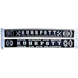Generisch Ruhrpott Scarf with German Text "Hier Komm ich WECH" (Silk Scarf), Football Scarf, Cult Scarf, Souvenir Scarf, black, white