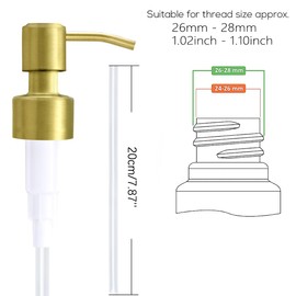 AUNRGO Gold Soap Dispenser Pump Replacement - Brushed Finish 304 Stainless Steel Hand Liquid Soap and Lotion Dispenser Pumps Replacement for Regular Mouth Bottles, Standard 28/400 Neck Size