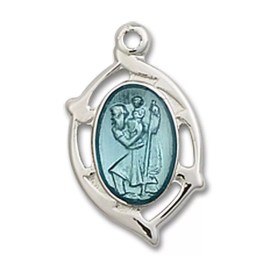 Bliss Sterling Silver Saint Christopher Medal Pendant Necklace 18" Chain GiftBox