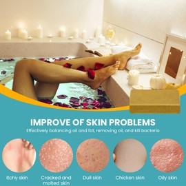 ManuFeiFei Natural Organic Sulfur Bath Tablet, Hot Spring Bath Salt, Mineral Bath Soak for Detoxing, Deep Cleansing, Oil Balancing, Oily Skin, Dry Itchy Skin 2 Count