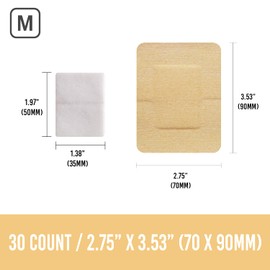 MomsDerm Latex-Free Bordered Gauze Pad Dressing Bandage Island Dressings 2.7x3.5" (30Ct) Beige - Individually Wrapped Large Wound Dressing First Aid Wound Care for Wounds Protection