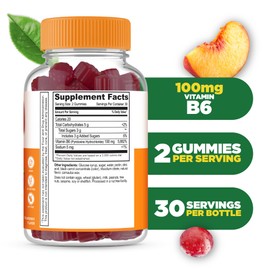 Lifeable Vitamin B6 Gummies | 100mg | Great Tasting VIT B6 Supplement | Vegan B6 Vitamins for Nerve Support Supplement | Vitamin B 6 for Adults, Men, Women | 60 Gummies