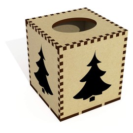 Square 'Christmas Tree' Wooden Tissue Box Cover (TB00004039)