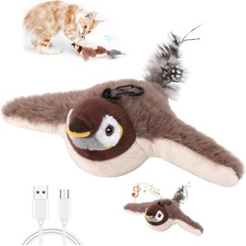 Pajaro Juguete Gato Interactivo, Juguetes Interactivos para Gatos, Alas que Aletean y Sonido Realista, Gato Pájaro Imulación de Pájaro de Peluche Extr