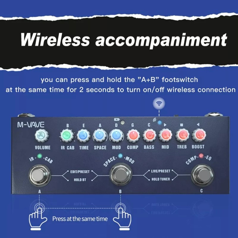 M-Vave Pedal de efecto M-Vave Cube-Baby Bass azul