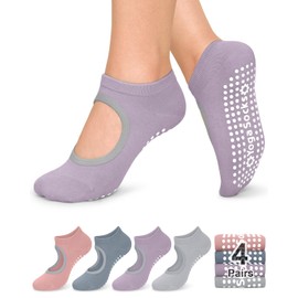 yeuG Grip Pilates Socks for Women Yoga Socks with Grips Open Top Non Slip Grippy Socks for Barre, Ballet, Barefoot Workout