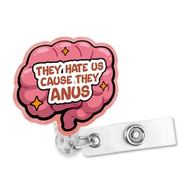 Sixrip They Hate Us Retractable Glitter Badge Reel with Alligator Clip, Funny GI Badge Holder for Gastroenterologist Gastro Nurse Endo Nurse Doctor Nephrology