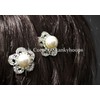 Unbranded 2PC IVORY PUFFY PEARL FLOWER MINI COMB BRIDAL FORMAL