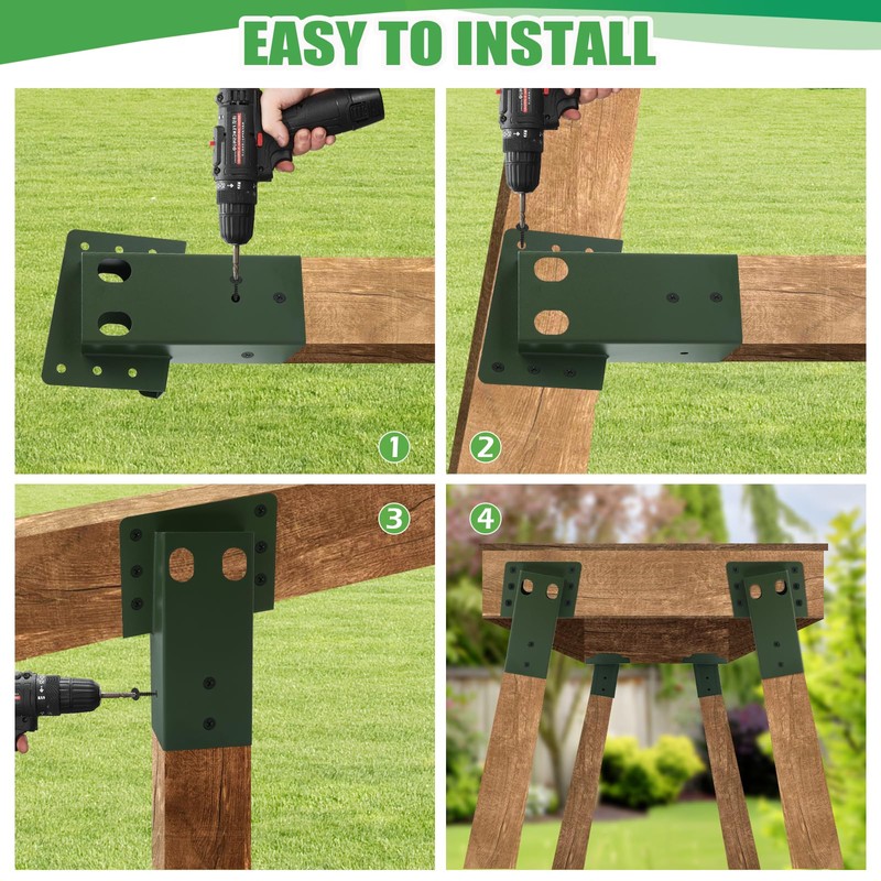 Deer Stand Brackets, 4Pcs Green Outdoor 4"x 4" Compound Angle