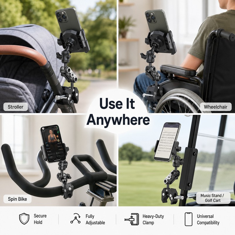 Adjustable Phone Mount for Dashboard & Flat Surfaces – Dual