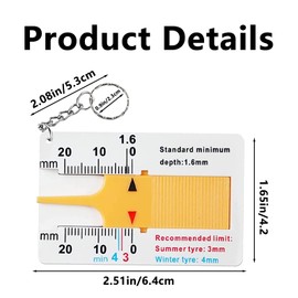 Tire Tread Depth Gauge, Portable 0-20 mm Tyre Tread Depth Gauge Tire Ruler Portable Tyre Tread Checker Adjustable Tyre Gauge Tread Depth Gauge for Car Truck Motorcycle Range Tire Tread Depth Gauge