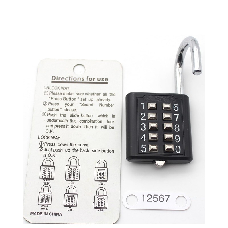 ZENG 10-Button Combination Padlock – Pre-Set 5-Digit Unchangeable Code, Hardened