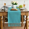 Artoid Mode Teal Boho Rural Rustic Farmhouse Tassel Table Runner,
