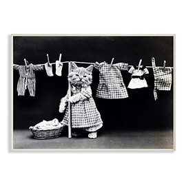Stupell Industries Kitten Does The Laundry Wall Plaque Art, Proudly Made in USA, 10 x 15
